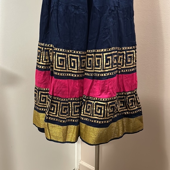 La Fille Navy Maxi Festive Tribal Boho Skirt size S - Picture 3 of 8